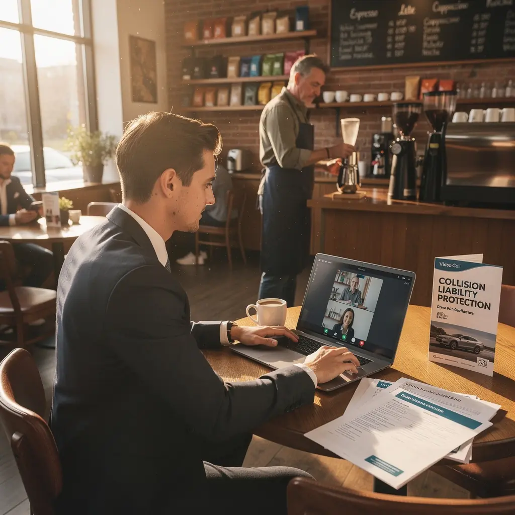 Изображение страхового агента, консультирующего клиента о покрытии и условиях.