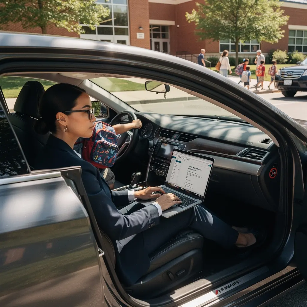 Счастливая семья за рулем защищенного автомобиля.